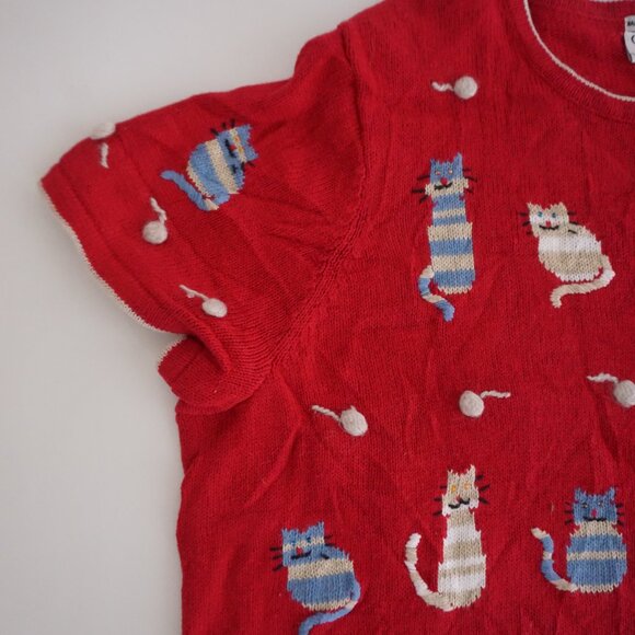 Vintage CJ Banks Hand-Embroidered Cat Button Cardigan Whimsical Kitschcore 3X - Picture 6 of 11